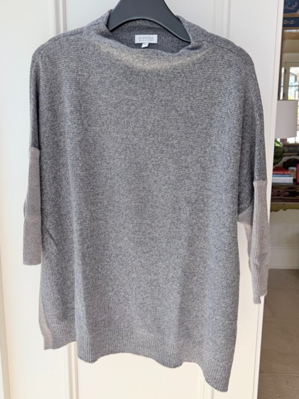 Kinross Cashmere Two-Tone Short-Sleeve Sweater